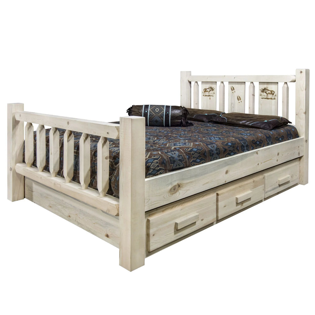 Queen Storage Wood Bed H4660
