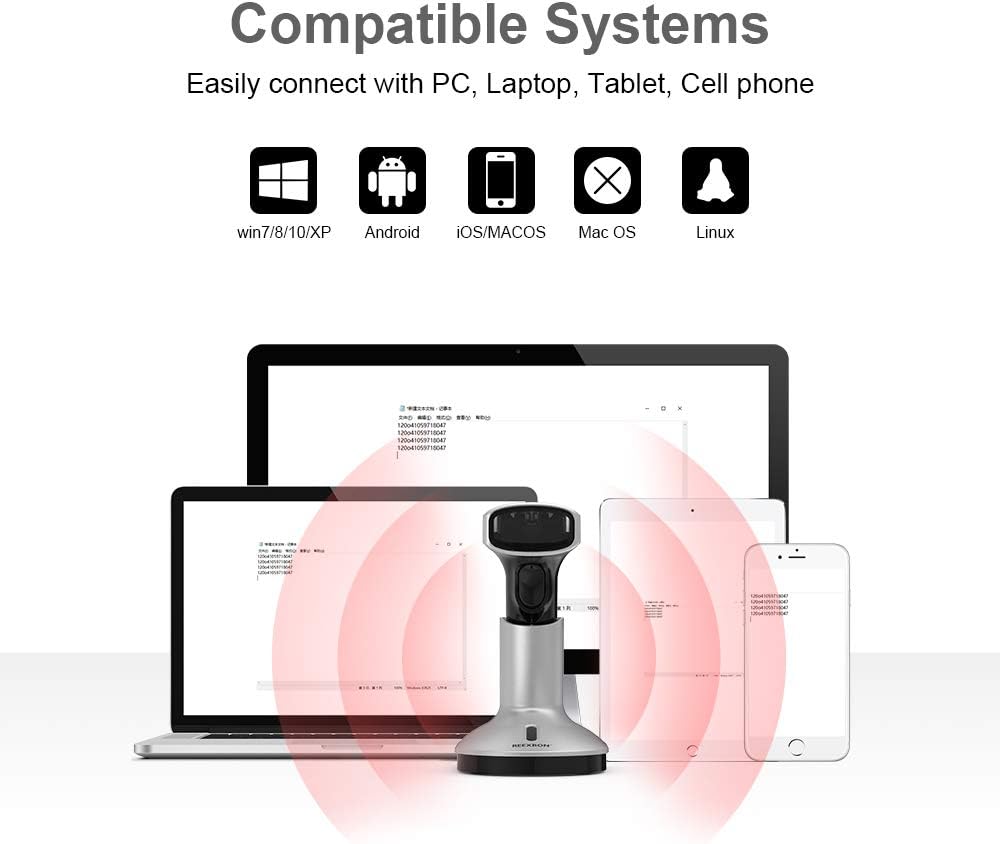 Wireless and Wired Handheld Barcode Scanner with Stand, Pack of 2 Y864