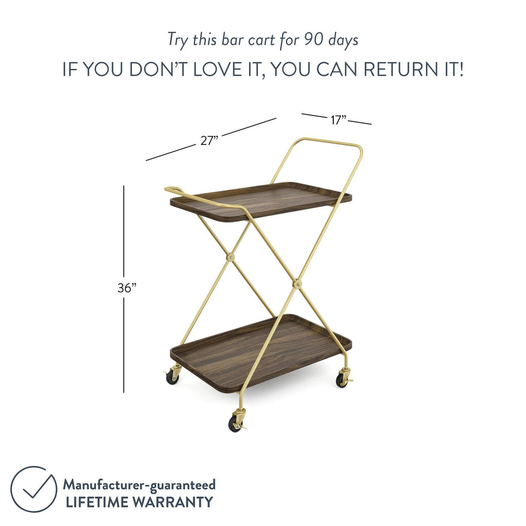 Beige Rolling Bar Cart or Serving Cart Z373527
