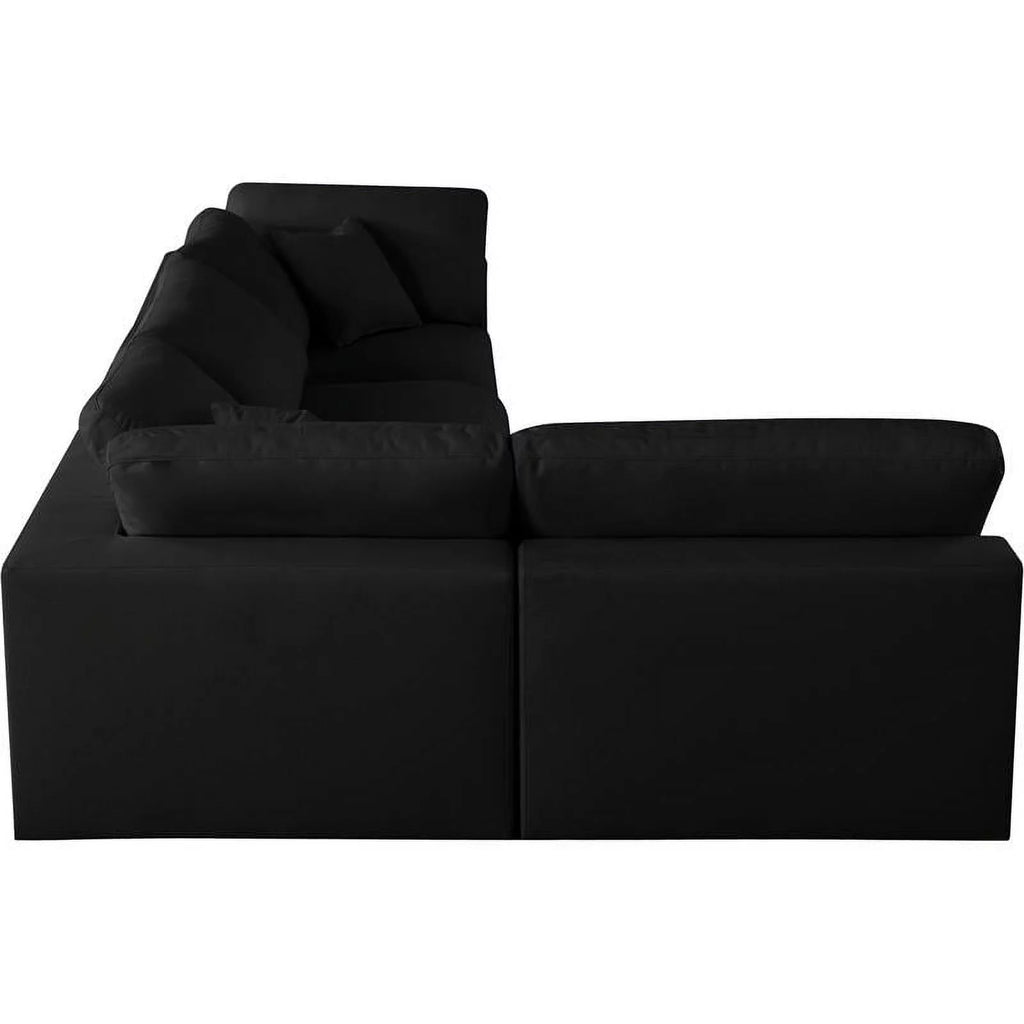 Black Linen Fabric Modular Sectional L604300