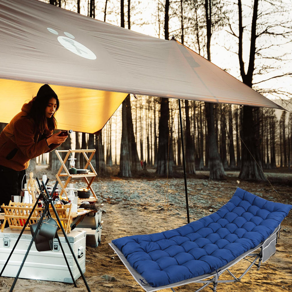 Dark Blue Folding Camping Cot with Pillow and Carry Bag R47813