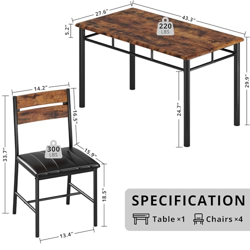 Grey Wood Dining Table Set for 4 T105941