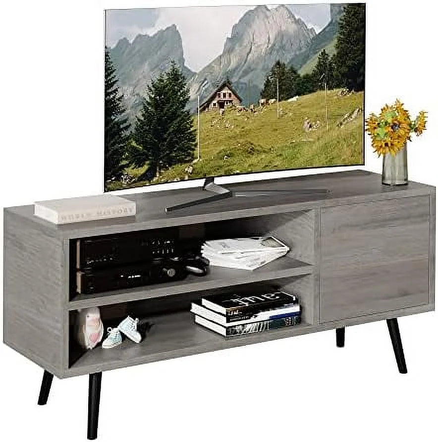 55 Inch TV Stand with Open Shelves and Drawer Y515769