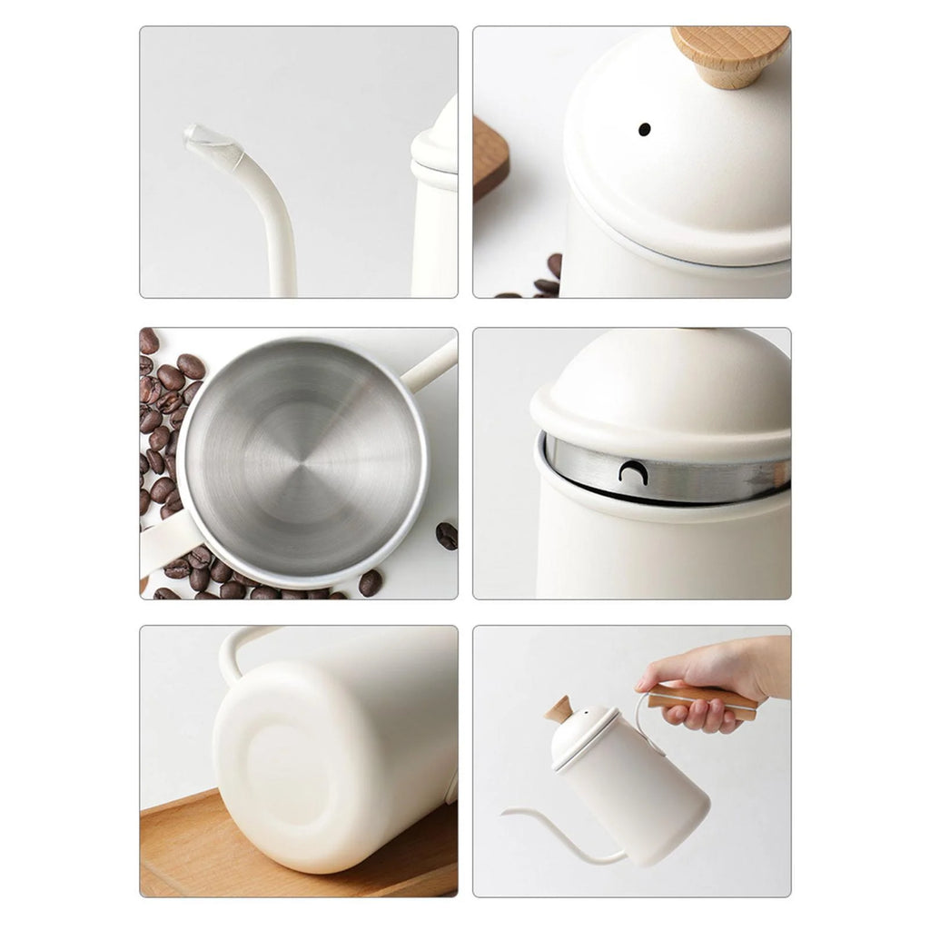Beige Stainless Steel Gooseneck Coffee Kettle S54068