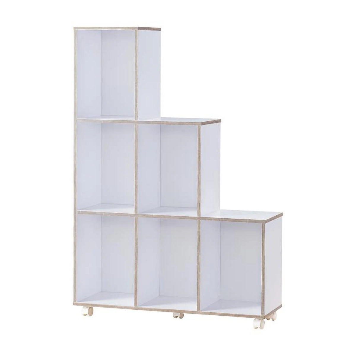 White Wood 6-Compartment Bookcase D936
