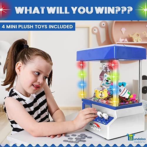 Blue Electronic Mini Candy and Toy Grabber Dispenser with Lights Sound & 4 Mini Plush Animals S846