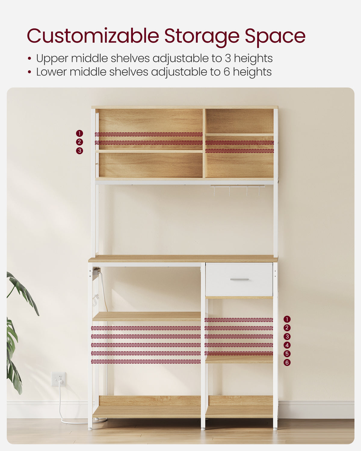 Bakers Rack with Charging Station O99335