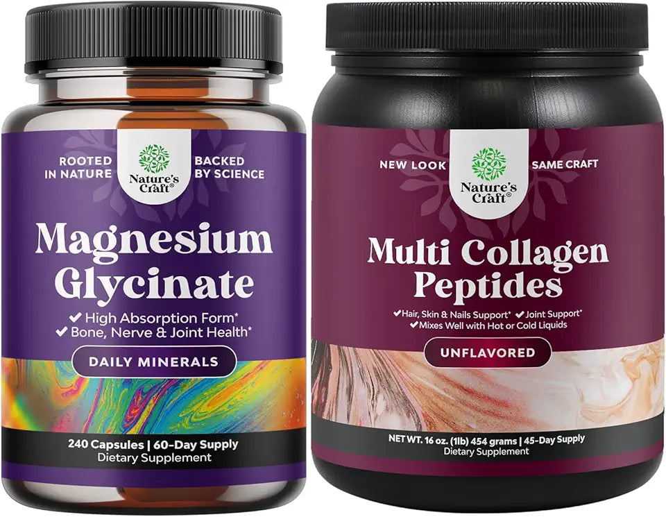Magnesium Glycinate Capsules and Multi Collagen Protein Powder J42901