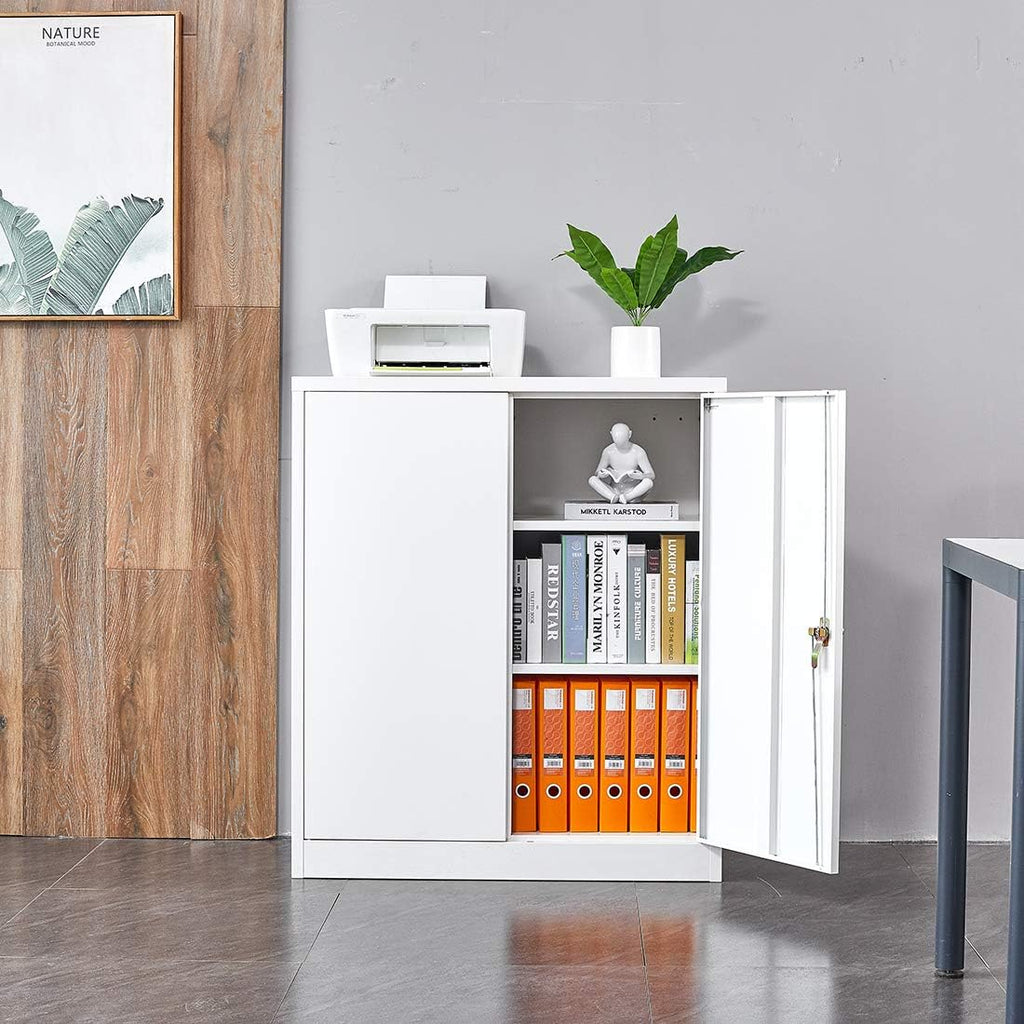 Black Metal Storage Cabinet with 4 Adjustable Shelves V885132
