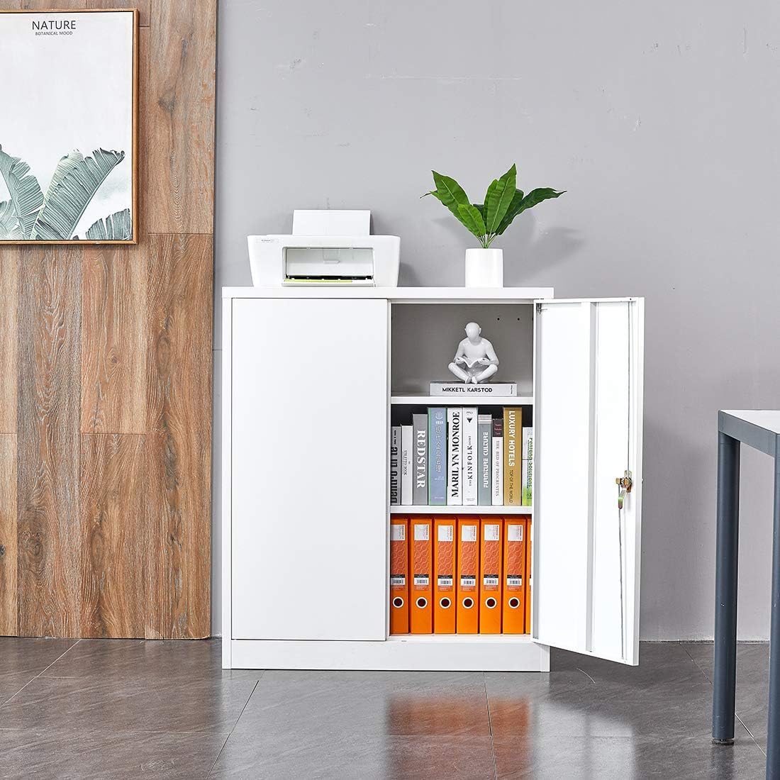 Black Metal Storage Cabinet with 4 Adjustable Shelves V885132