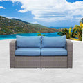 Blue Wicker Outdoor Loveseat Set Y3298