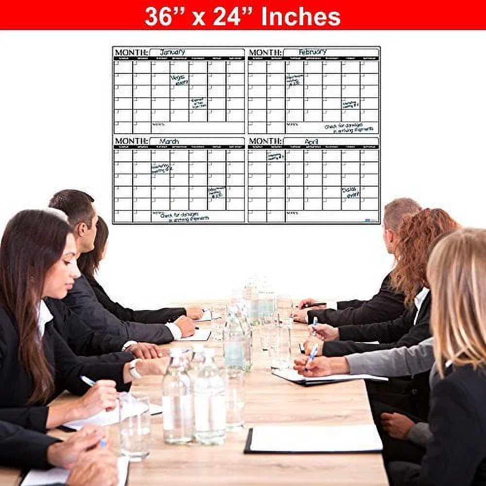 Extra Large Dry Erase 4 Month 24" x 36" Wall Calendar Laminated X457857