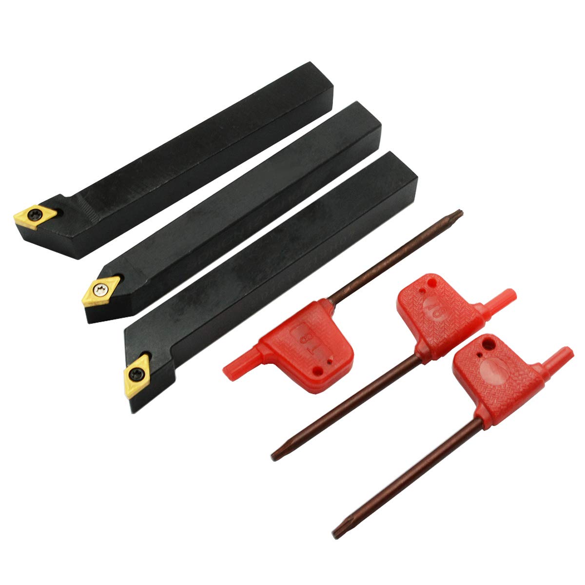 3PCS CNC Lathe Carbide Turning Tools Indexable Holder Set with 3PCS Carbide Turning Insert Y762