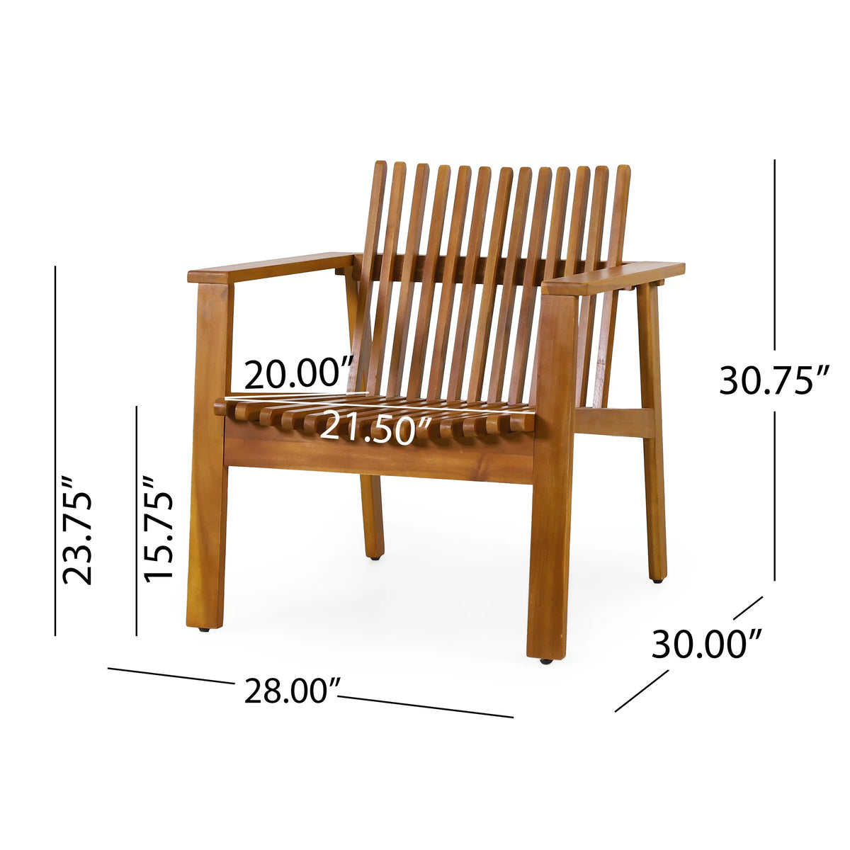 Acacia Wood Club Chairs, Set of 2 D425370