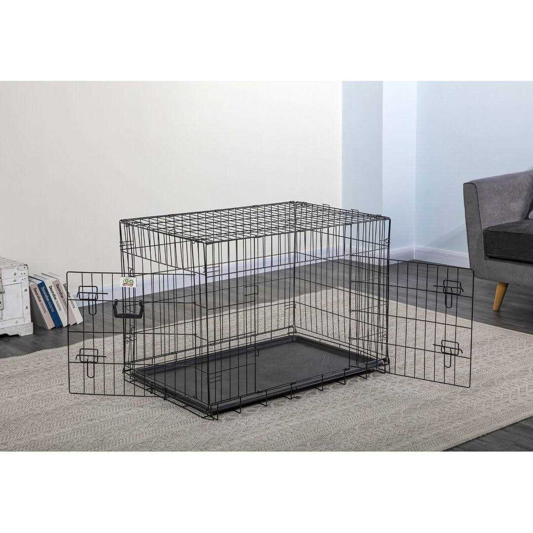 2-Door Metal Dog Crate with Divider F53397