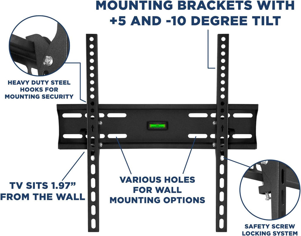 Tilt TV Wall Mount Bracket Up to 32 to 55 Inch Flat Screen TVs 77 Lbs Capacity Pack of 2 W108944