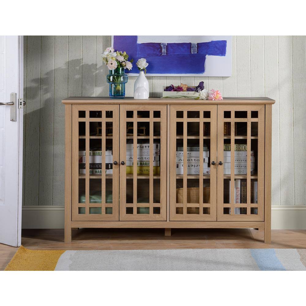Light Oak Finish 4 Door Accent Cabinet Q81754