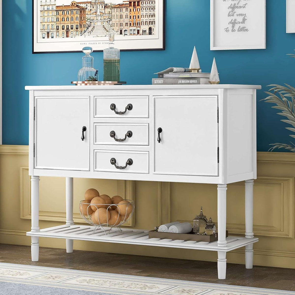 Console Table with 2 Cabinets and 3 Storage Drawers U595725