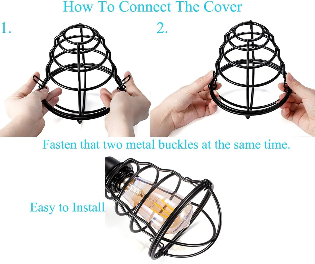Vintage Black Metal Cage Semi Flush Mount Ceiling Light 2 Pack Y787093