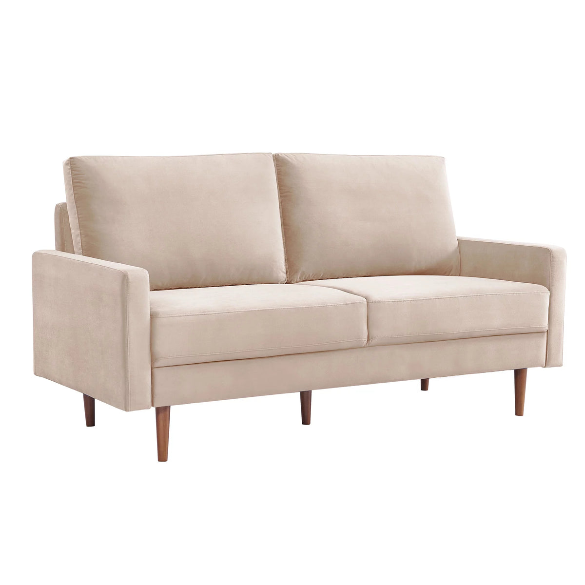 69 Inches Beige Velvet Upholstered Sofa W43003