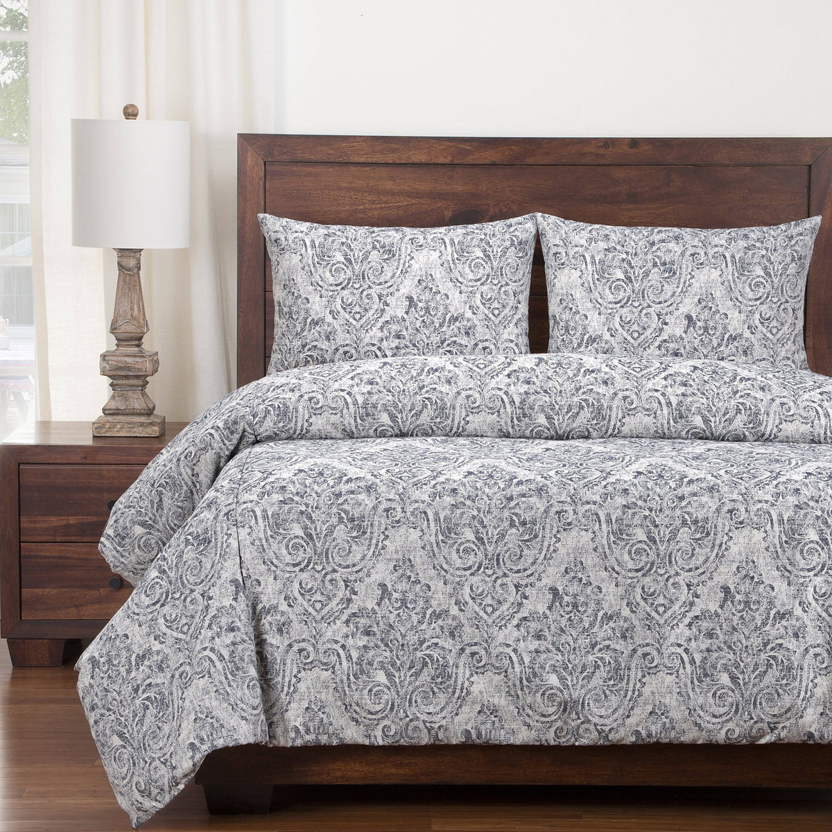Blue White California King 6 Piece Duvet Cover and Duvet Insert Set R5090