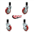 Red Polyurethane Caster Set of 4 with Brake B872062