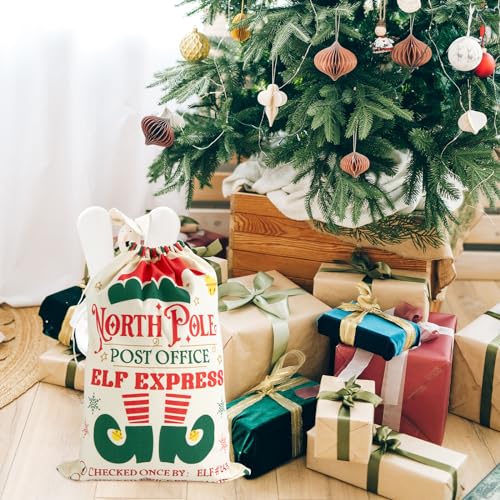 4-Pack Large Christmas Canvas Gift Bags with Drawstring P4483