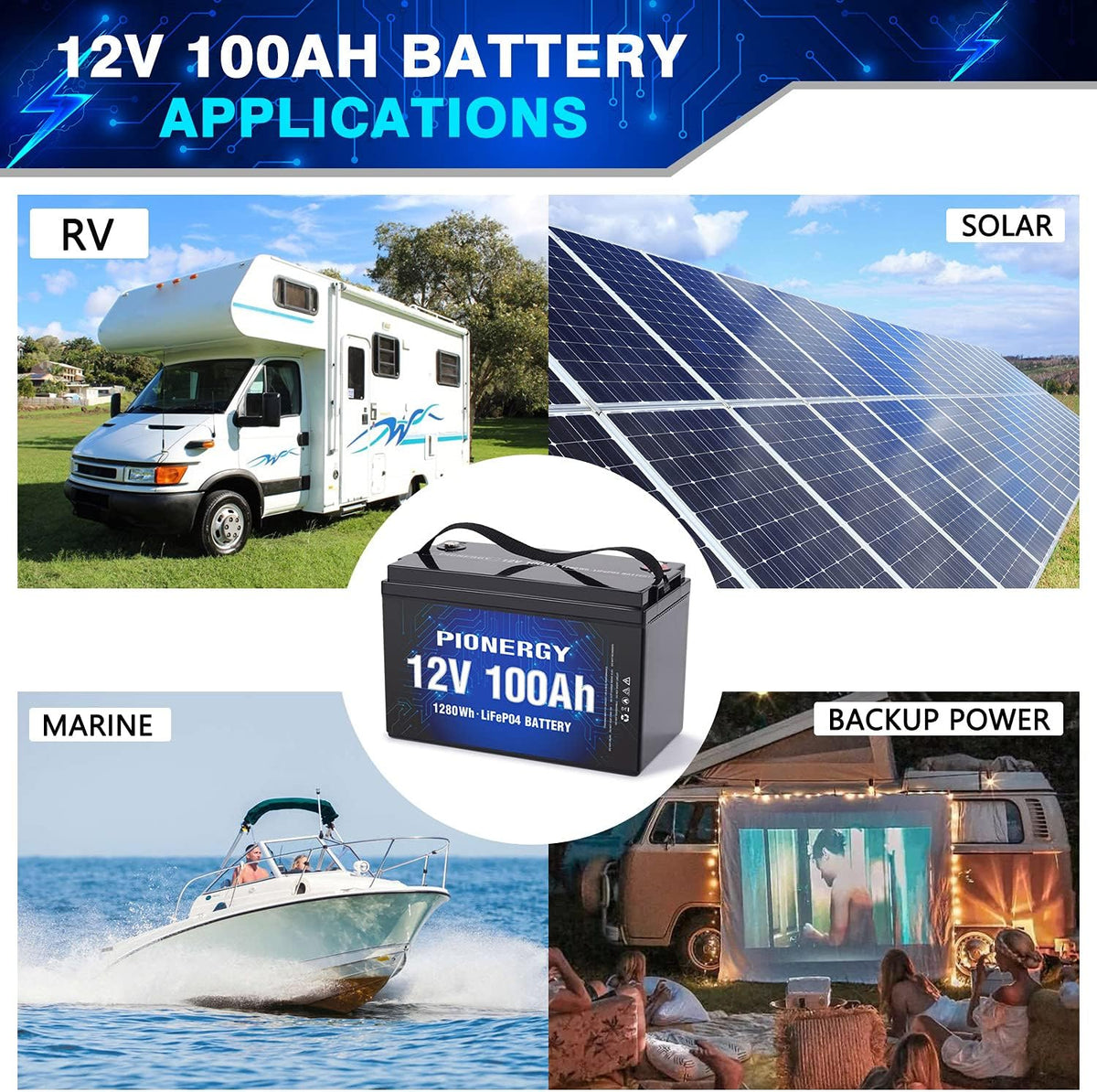 12V 100Ah Lifepo4 Lithium Battery with 100A BMS 1280Wh O674978