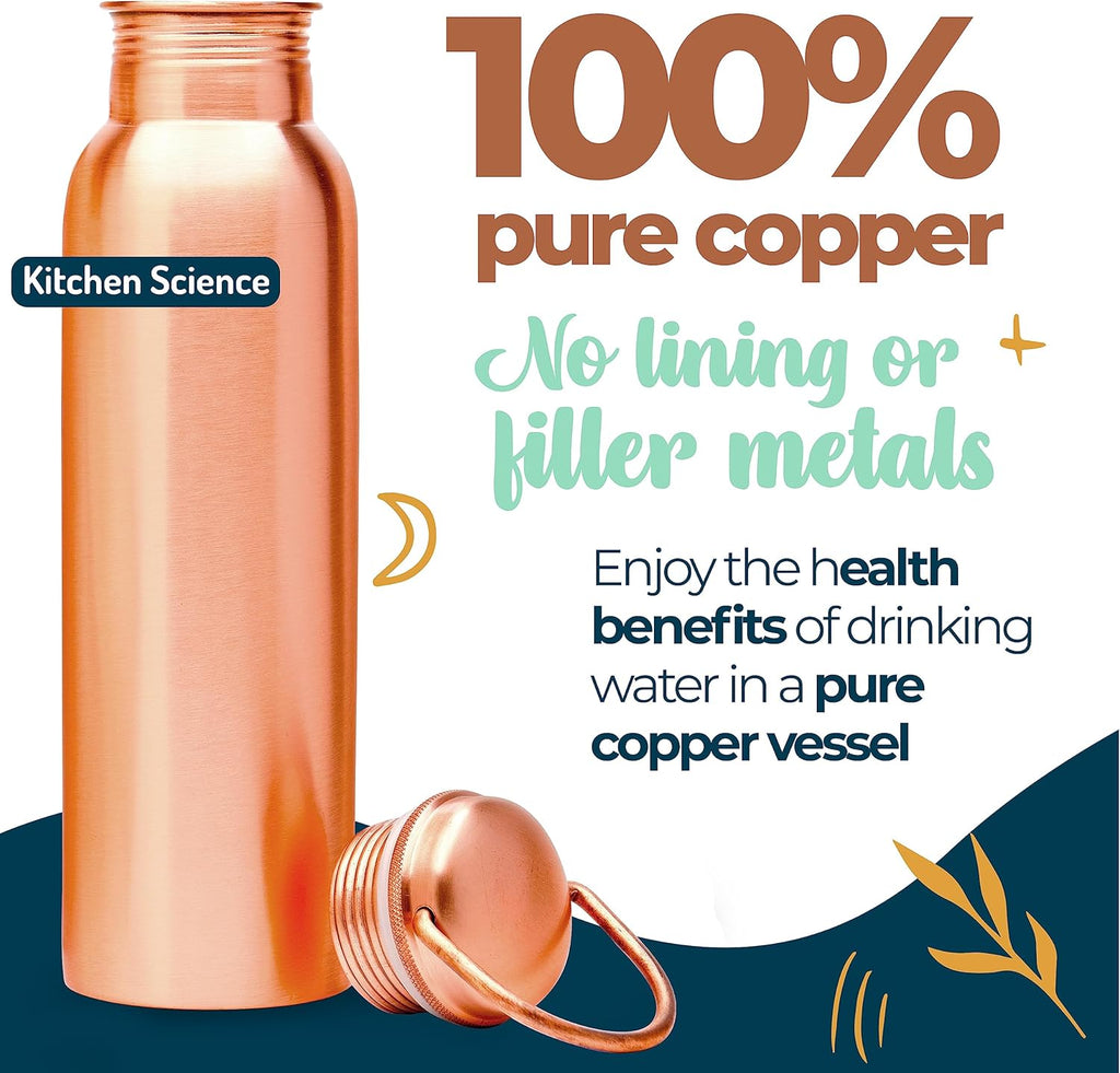 34 Oz 100% Pure Copper Water Bottle with Canvas Bag O12216