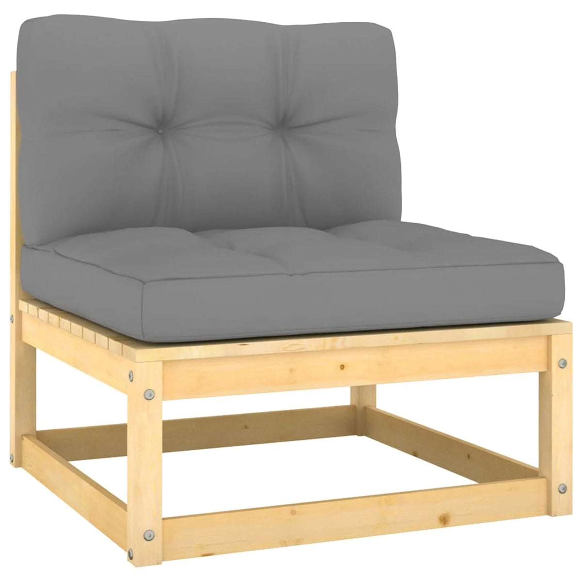 4 Piece Patio Lounge Set with Gray Cushion Pinewood Sectional Outdoor Furniture Set B253418