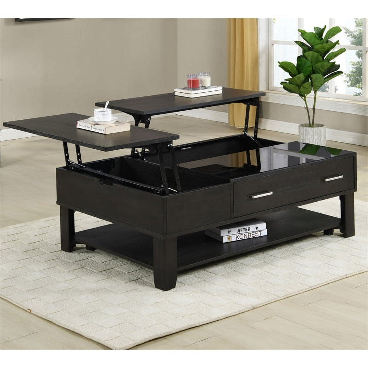 2-Piece Set with Reversible Sleeper Sofa and Coffee Table in Gray W895806