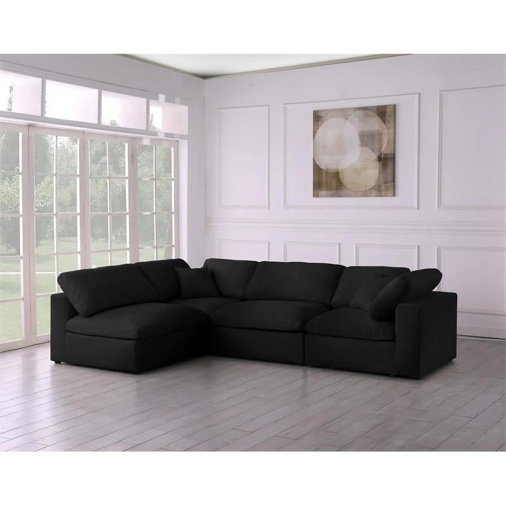 Black Linen Fabric Modular Sectional L604300