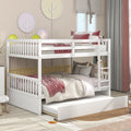 White Full Over Full Convertible Bunk Bed with Trundle J877174