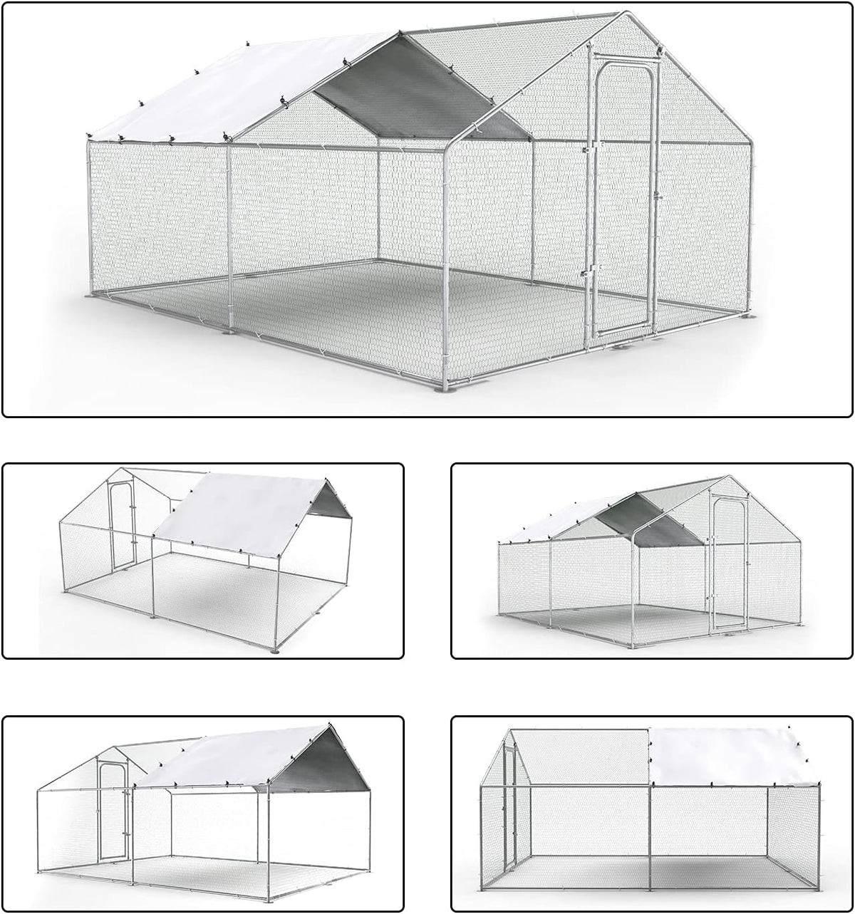 Large Metal Chicken Coop Run Outdoor Poultry Cage I6147