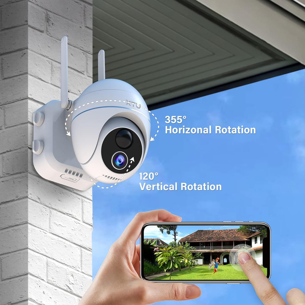 Solar Security Camera Outdoor Wireless WiFi 360° Rechargeable Solar Powered 1080P Night Vision PIR Motion Detection 2 Way Audio IP66 T1014