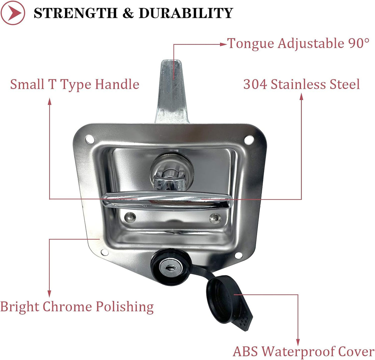 2 Pcs Stainless Steel Tool Box Latch T Handle Latches with Lock Q44389