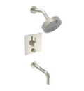 Satin Brass Lever Handle Tub and Shower Set O115