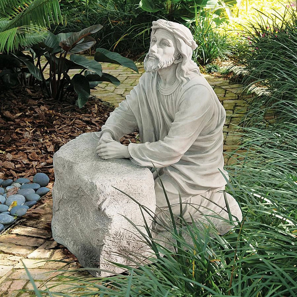 23 Inch Polyresin Antique Stone Religious Garden Statue A6457