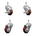 3 inch Maroon Polyurethane Swivel Caster Set K598