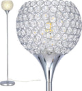 Spherical Crystal Floor Lamp, 1-Light Chrome Finish, E26 Base, LED Bulb Included O214