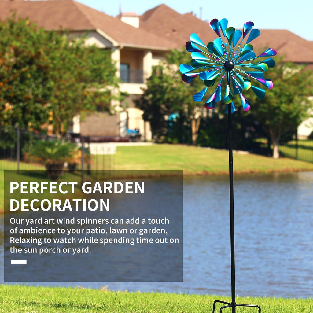 Kinetic Wind Spinners Outdoor Metal, 72 Inches Wind Catchers with Metal Stake F878210