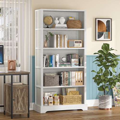 5-Shelf Wood Bookcase 65 Inch Tall Bookshelf D75553