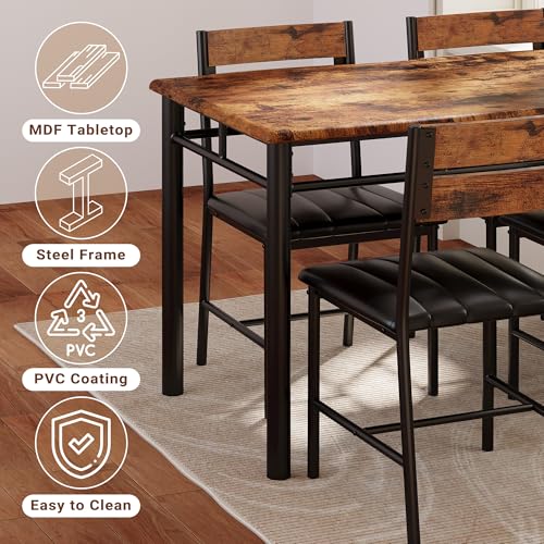 Grey Wood Dining Table Set for 4 T105941