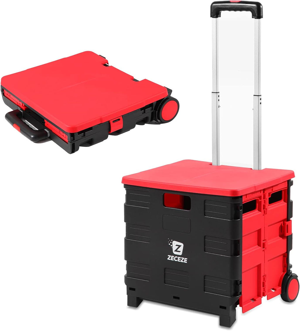 Black Collapsible Rolling Cart with Wheels and Handle E610511