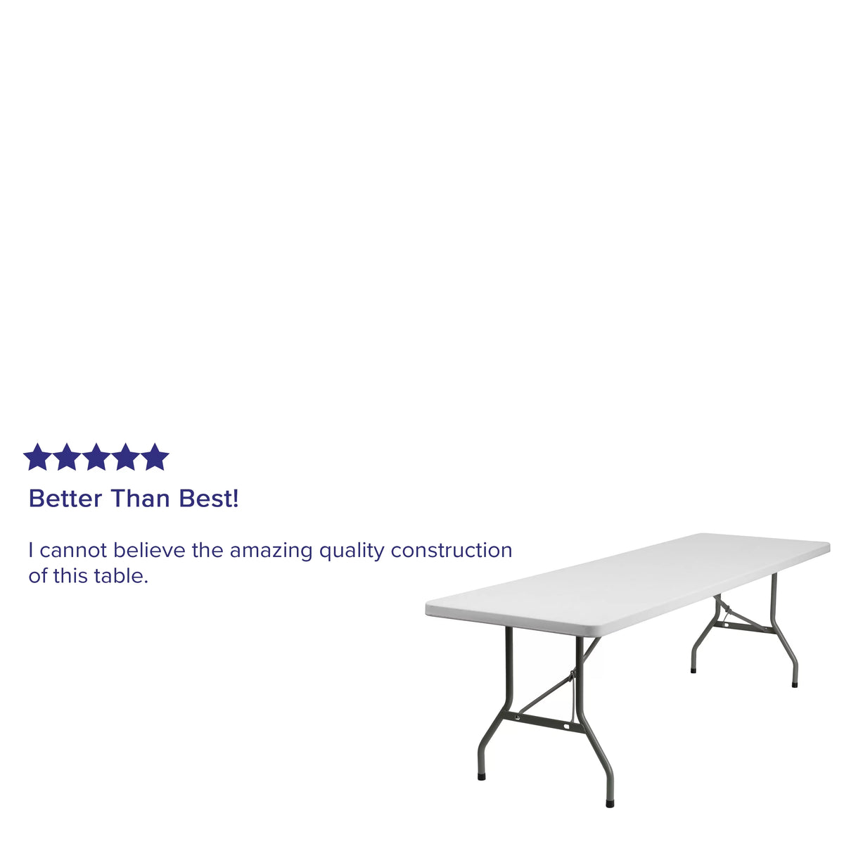 8-Foot Granite White Plastic Folding Table U8358