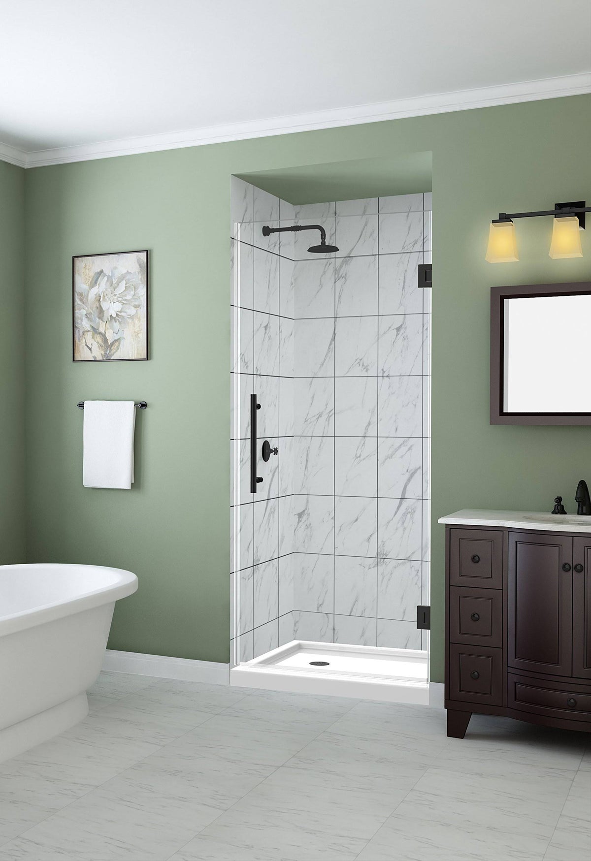 72x22 High x 22x22 Wide Hinged Frameless Shower Door Oil Rubbed Bronze C534322