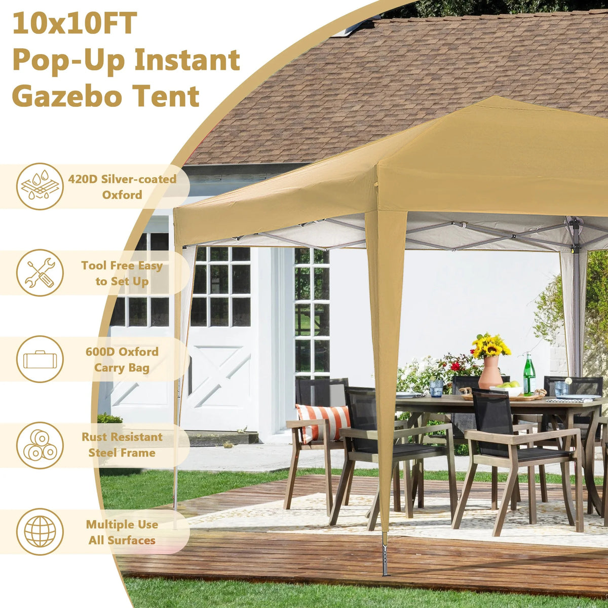 10 ft x 10 ft White Pop Up Canopy Tent with Carry Bag P262582