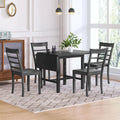 Wood Drop Leaf Dining Table Set with 4 Ladder Back Chairs Grey V168002