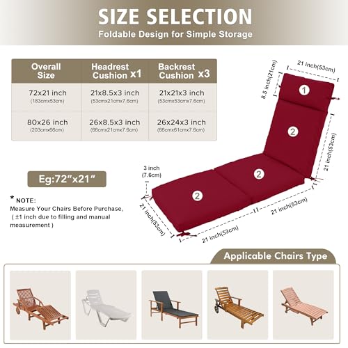 Set of 2 Outdoor Chaise Lounge Cushions, Cream W575
