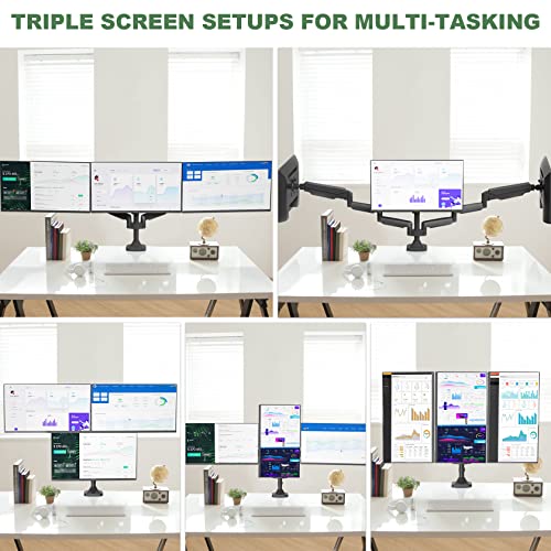 Triple Monitor Mount, Fully Adjustable Gas Spring, VESA 75x75/100x100mm D511